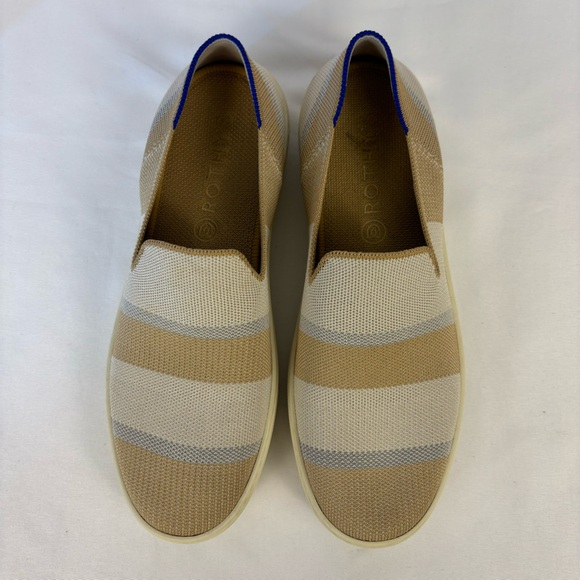 Rothy's Shoes - Rothy’s The Sneaker Birch Stripe Textile Slip On Comfort Loafers Tan Size 9.5